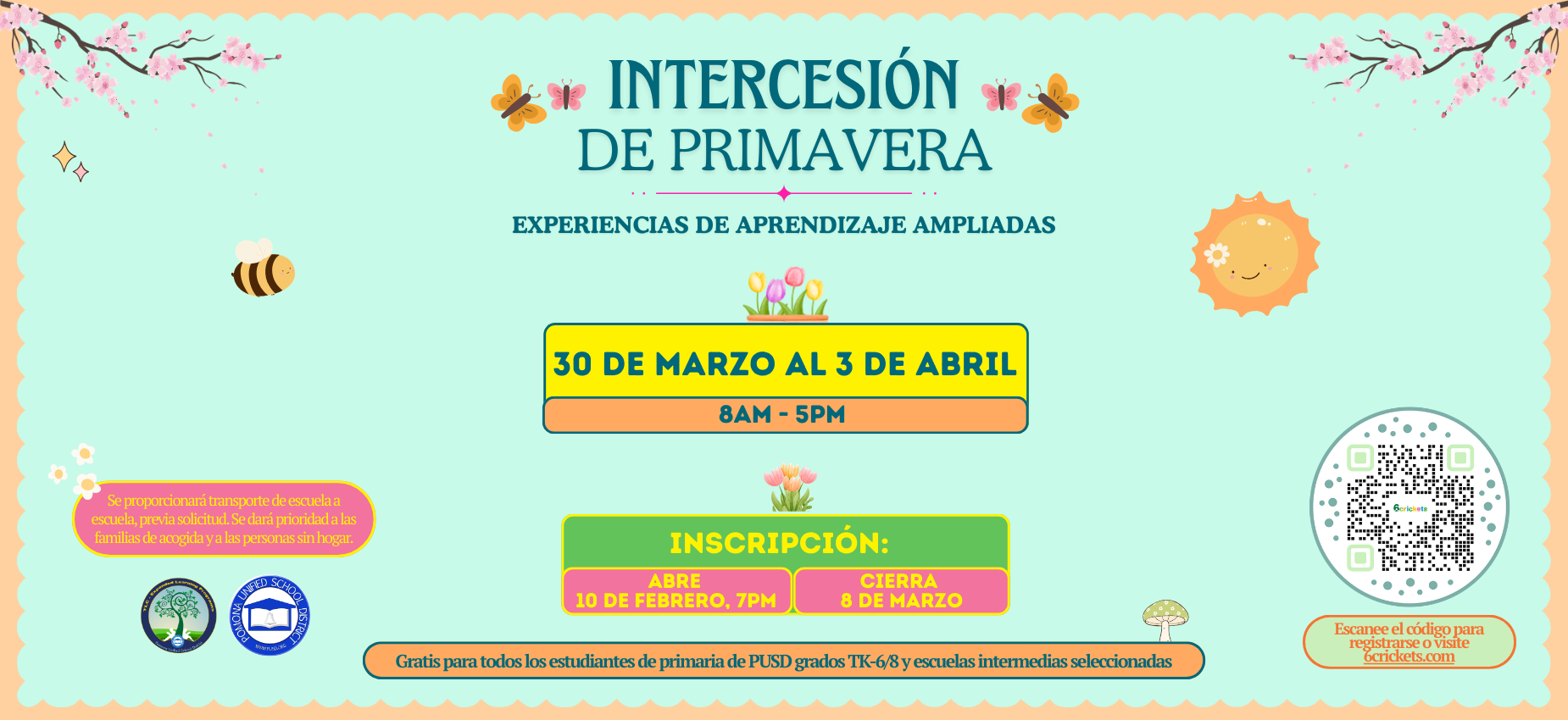 inscripcion para el intercesion de primavera abre el 10 de febrero a las 7pm