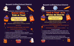 Flyer for BUSD Trick or Treat event