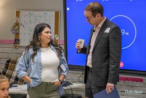 Commissioner Morath visits with teaching staff