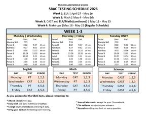 SBAC Testing Schedule 2026