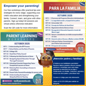 parent learning flyer for October