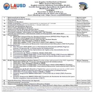 ELAC Meeting Agenda