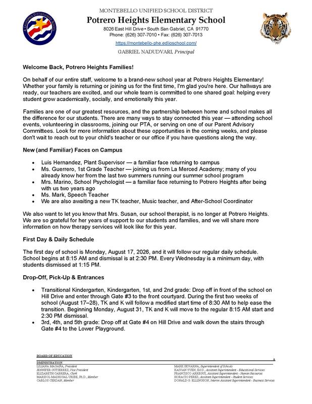 Welcome Letter