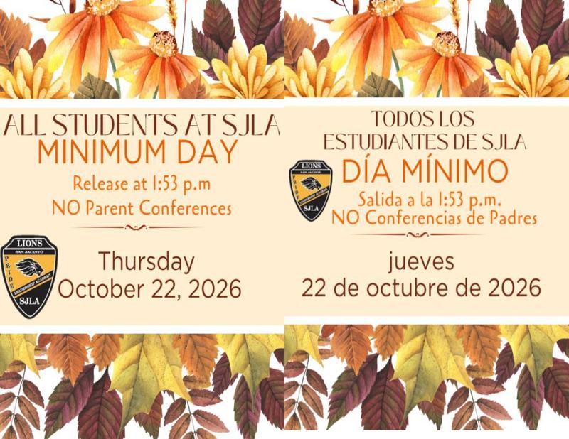 Minimum day notice flyer oct. 22