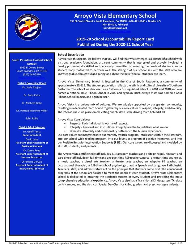 School Accountability Report Cards Available