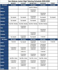 Tutoring Schedule