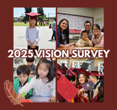 A collage of students and families participating in a vision survey event.