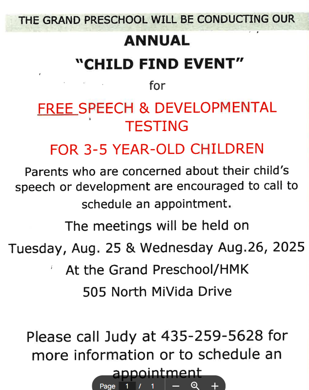 Grand Preschool's Child Find Featured Photo