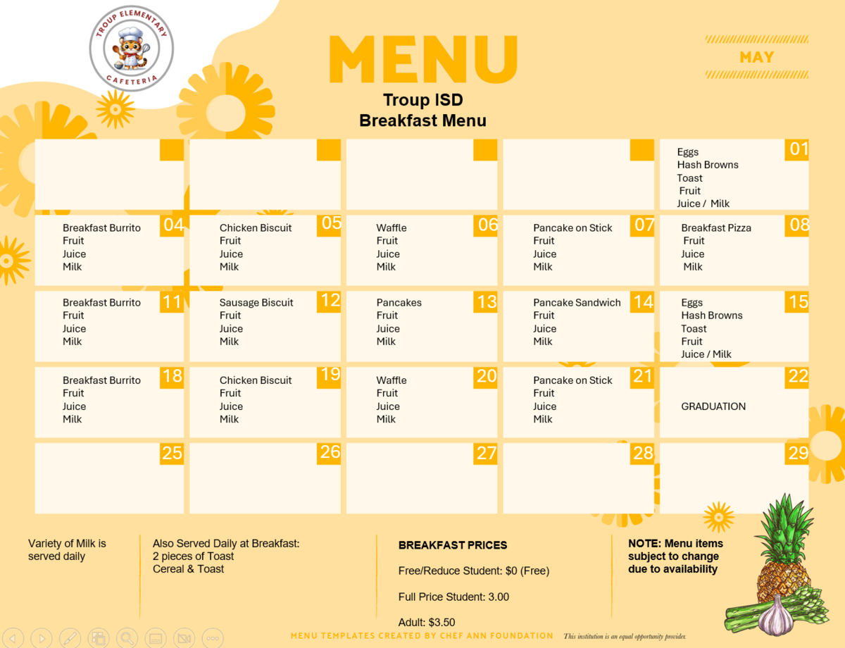 breakfast menu