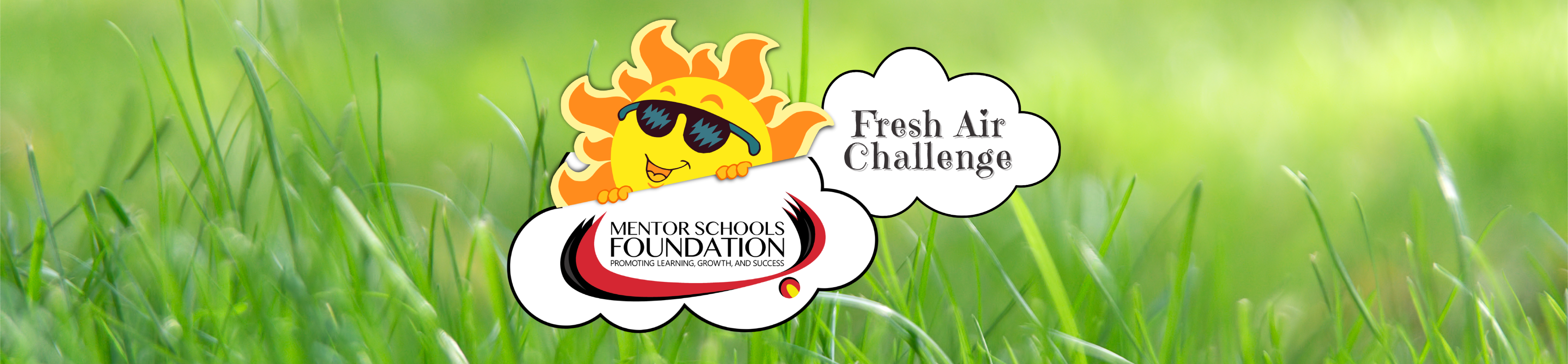 grass background with fresh air challenge logo on top of it. decorative. 