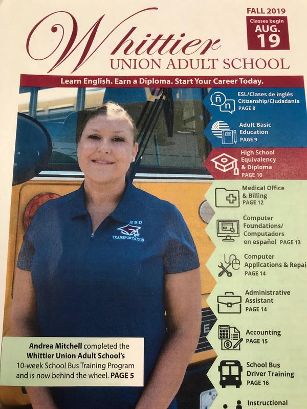 Cover of Fall 2019 Whittier Union Adult School schedule of classes