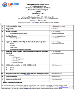 SSC Agenda 9-11-25