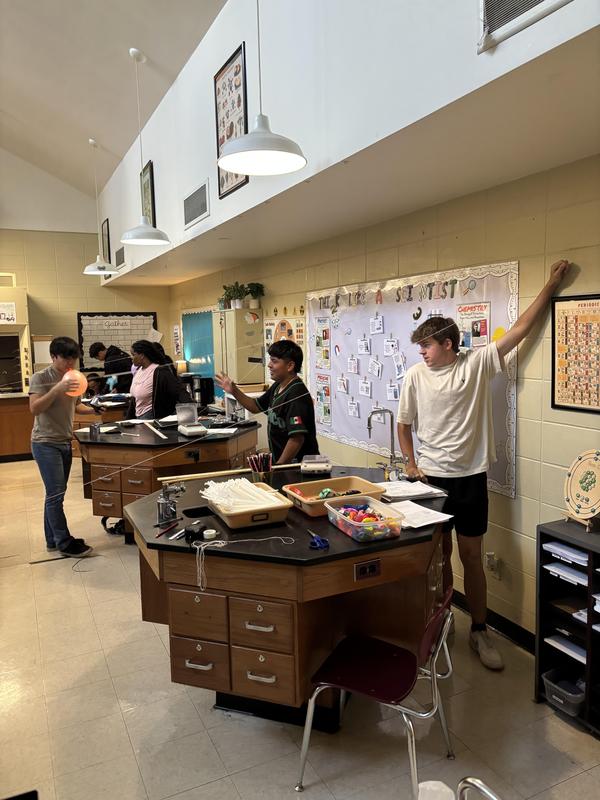Students doing a hands on experiment