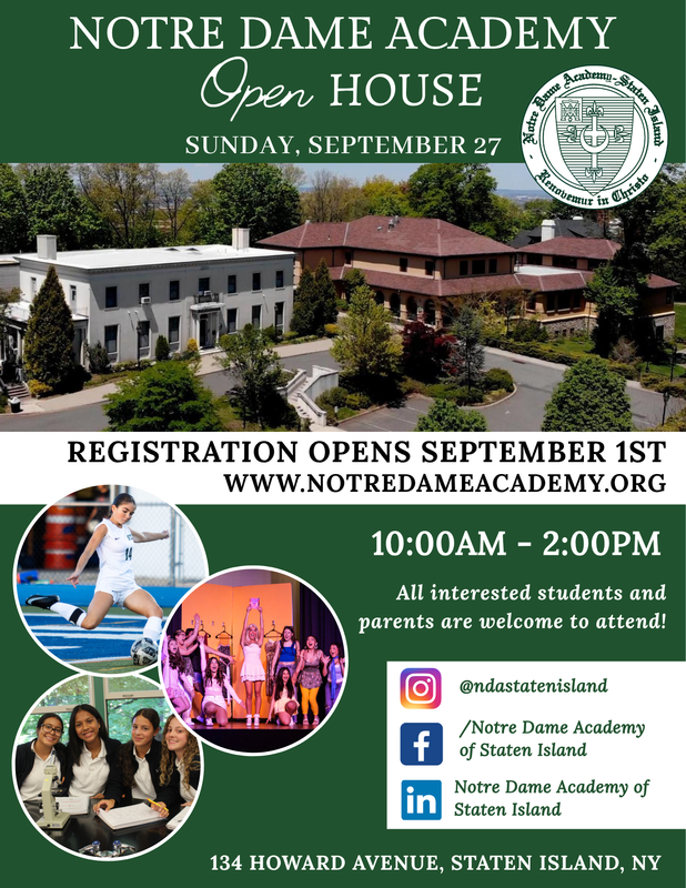 NDA High School Open House - September 27, 2026 10AM-2PM - CALL HIGH SCHOOL TO REGISTER - 718-447-8878