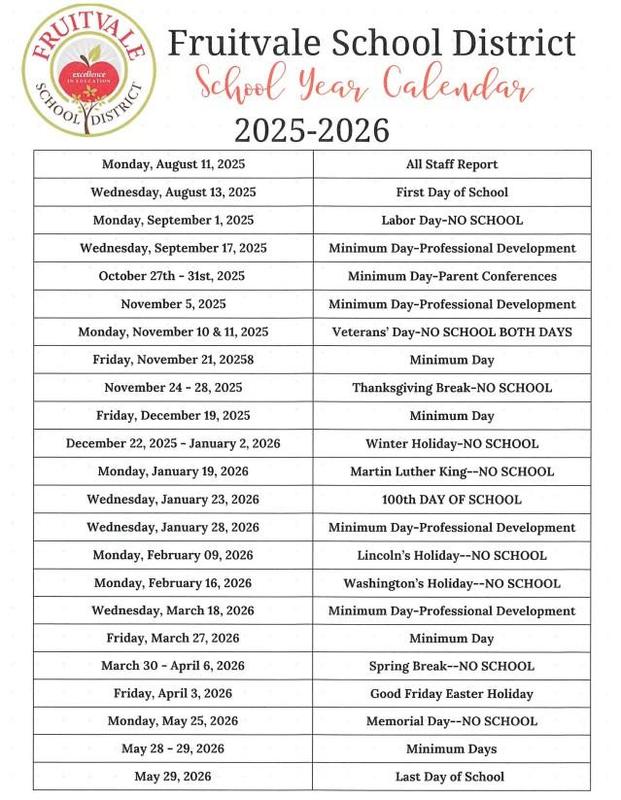 school calendar