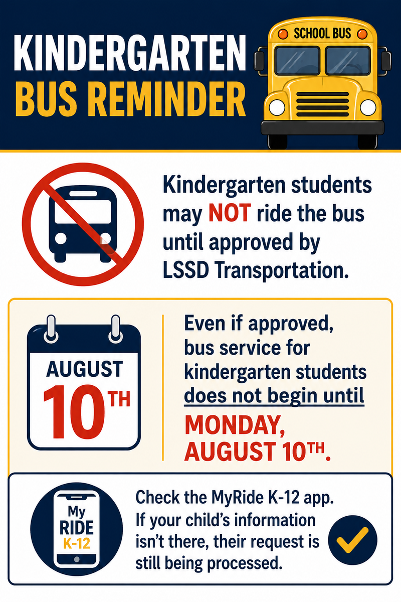 K first of year bus transportation reminder graphic