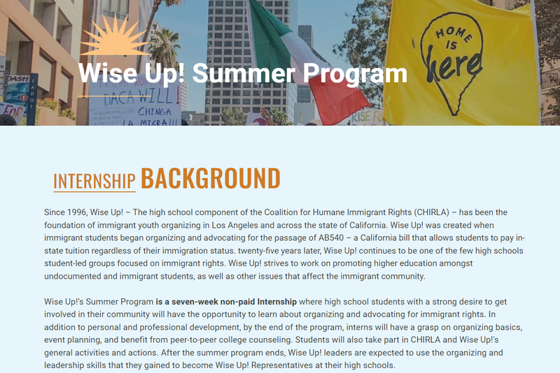 Wise Up! Summer Program- click on the image to apply!! Featured Photo