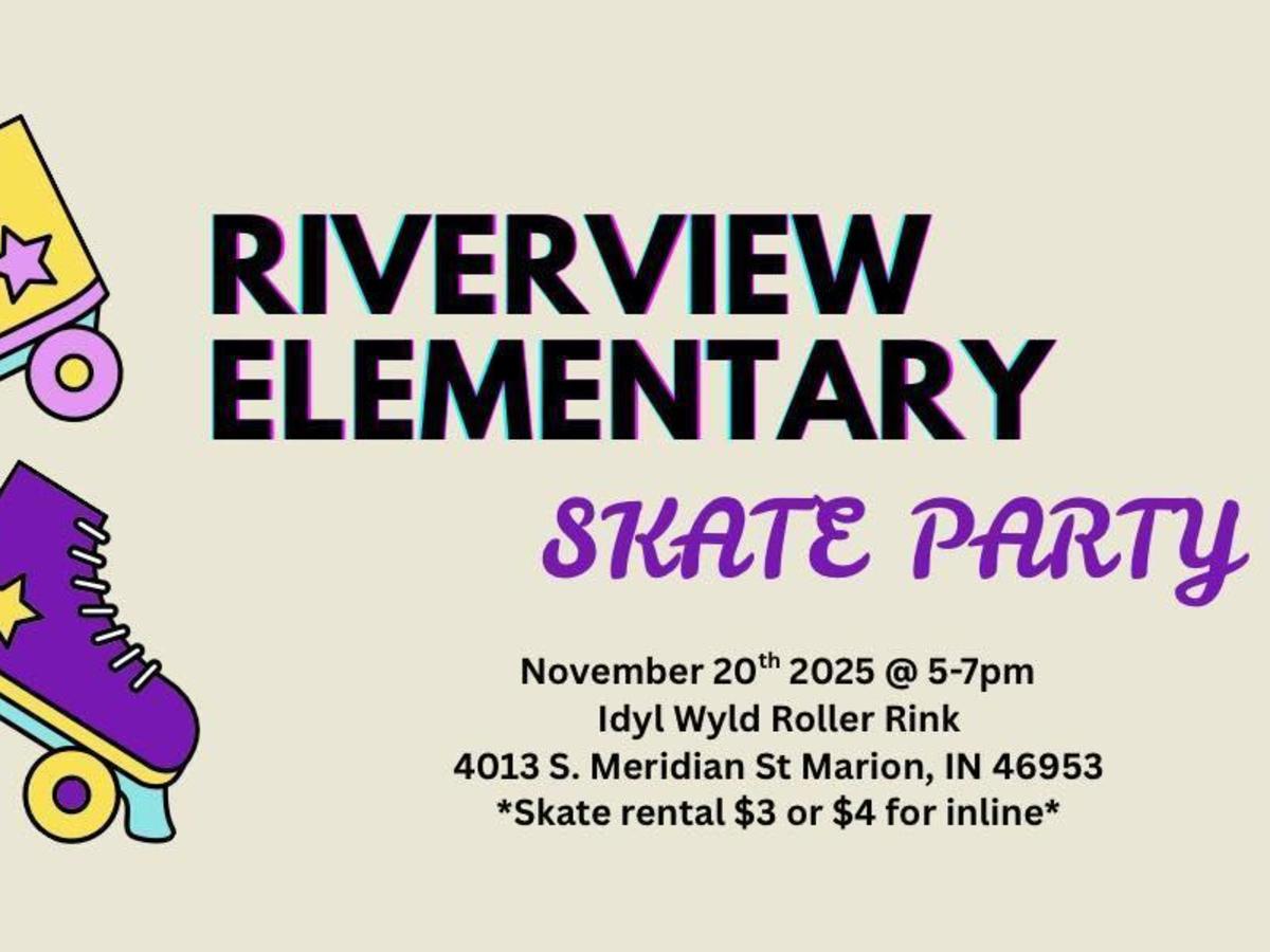 promo graphic - Riverview PTO skating party Nov. 2025