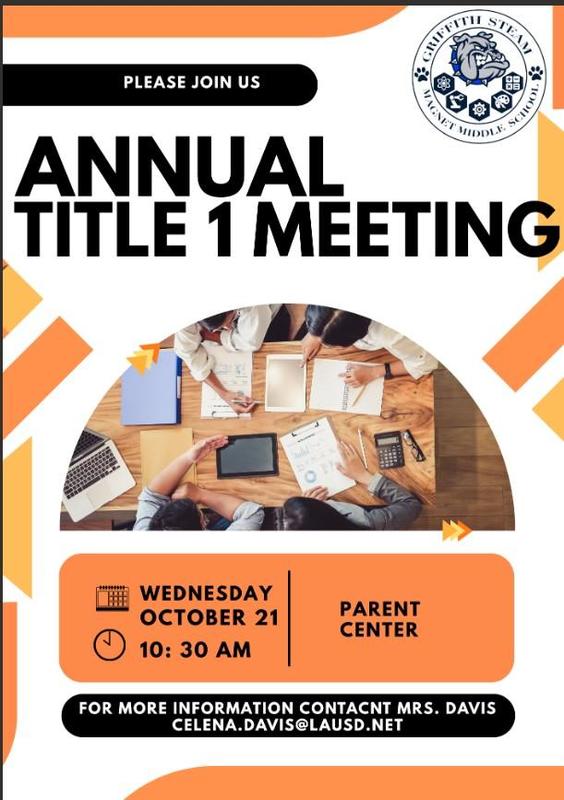 Annual Title I Meeting Wednesday, October 21 @10:30am Featured Photo