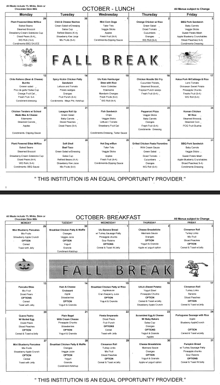 October Menu Featured Photo