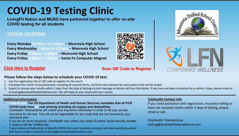 Updated COVID-19 Testing Clinic Schedule