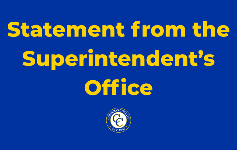 Graphic with CCISD logo. Statement from the Superintendent's Office