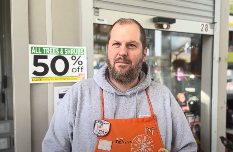 Man in orange Home Depot apron