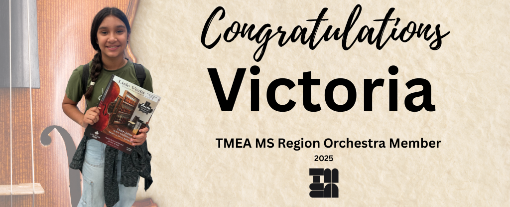 A young girl holding a music booklet, celebrating her orchestra membership.