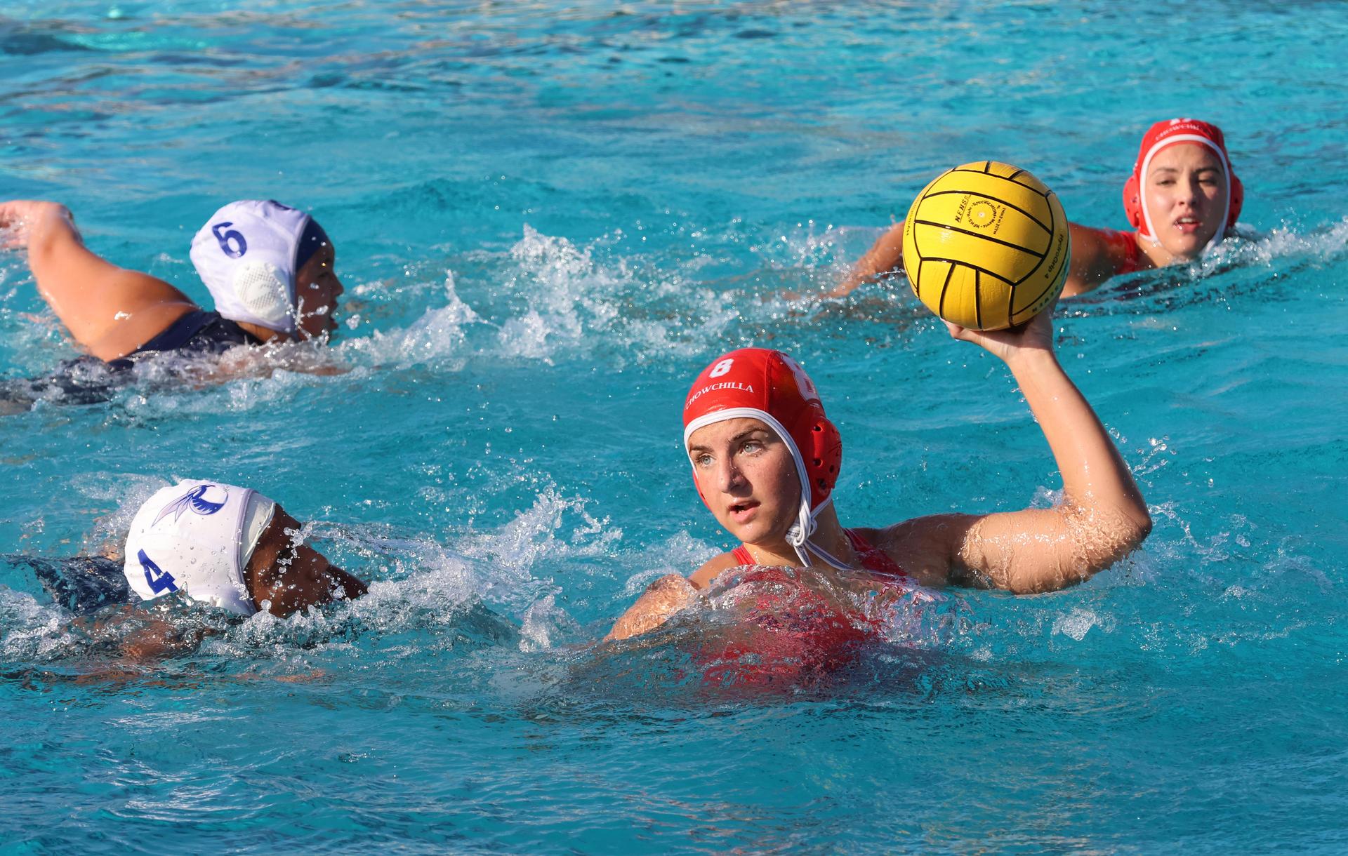 girls playing water polo against Sanger West