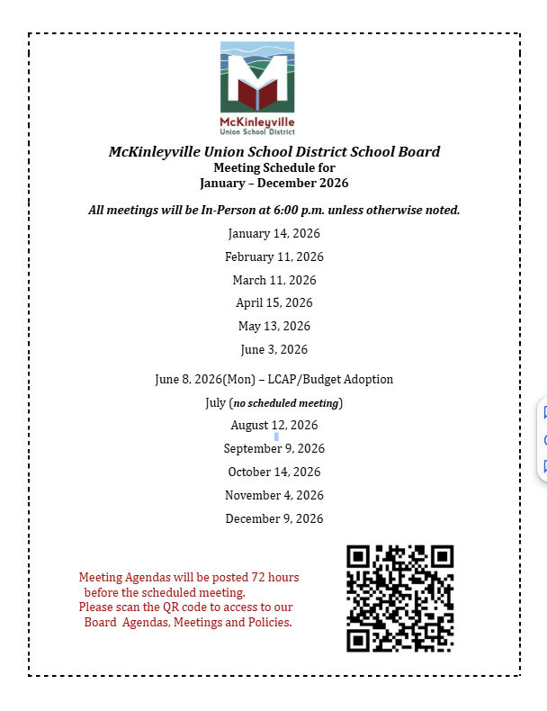 2026 Brd Mtg Schedule