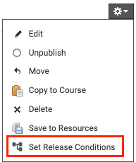 Conditional Release Menu