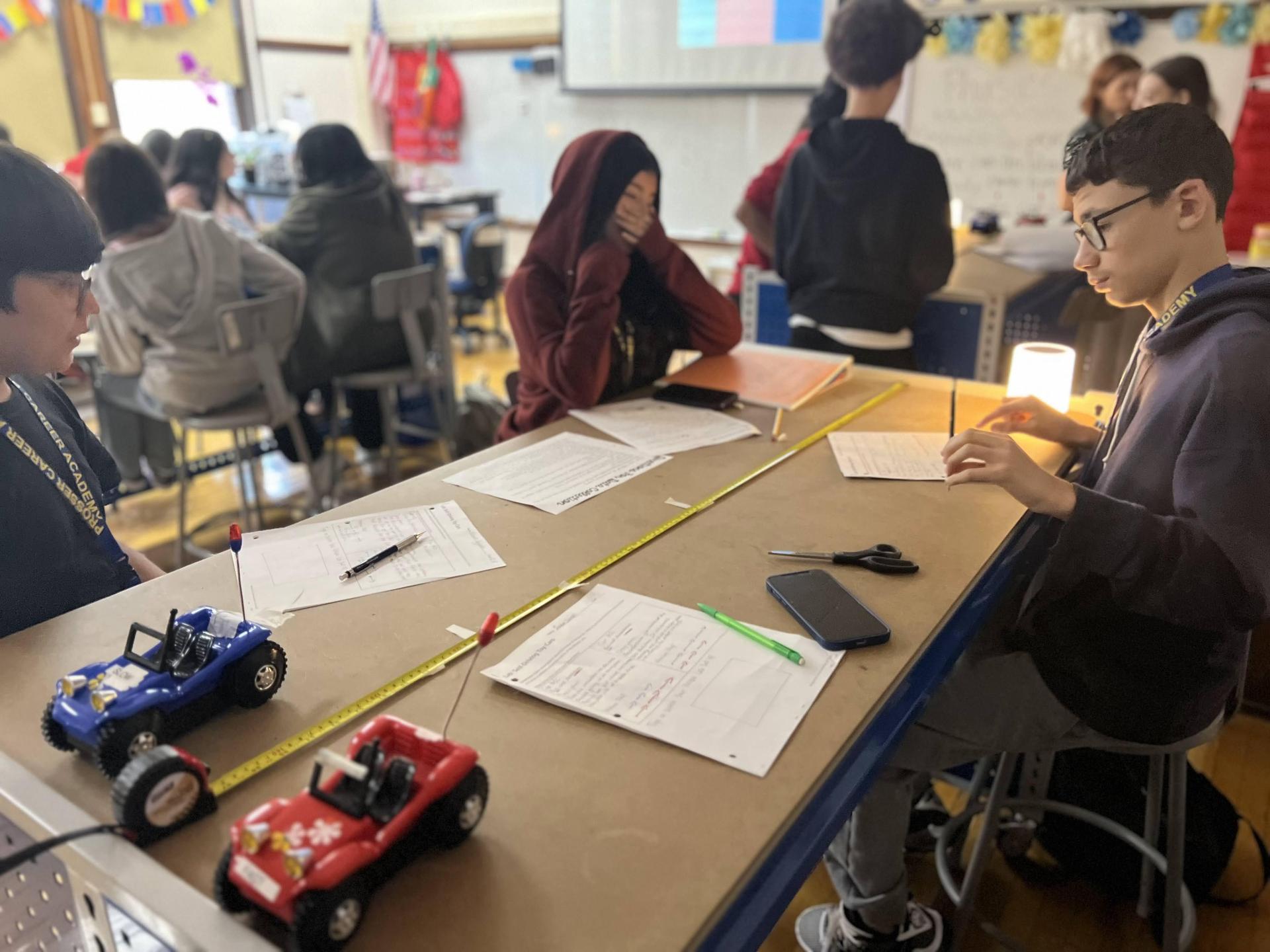 Group work in a Physics class.
