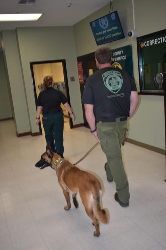 K-9 Sasha searches Detention Center.