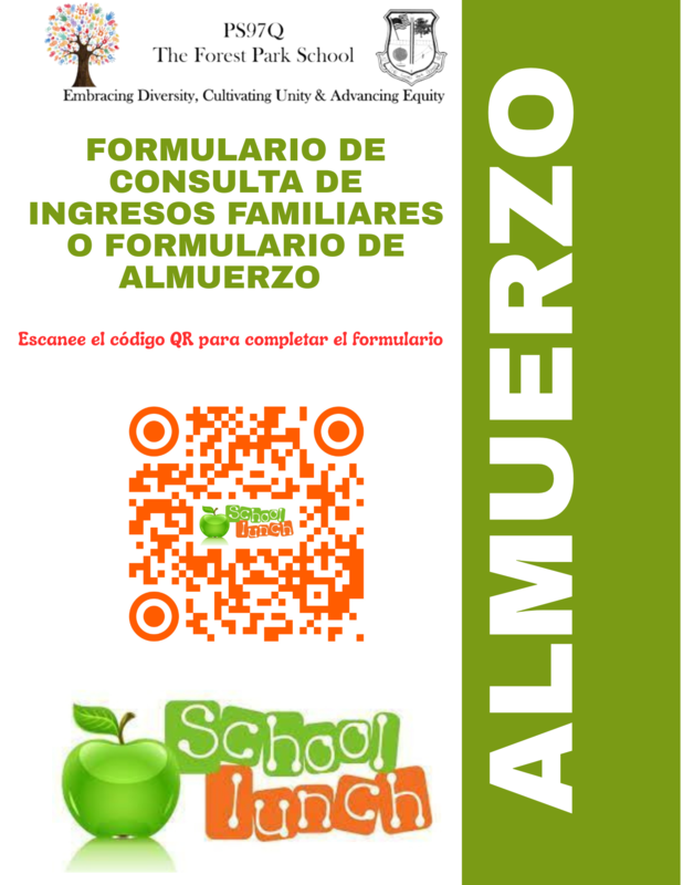 Flyer with QR code for parents to complete in Spanish