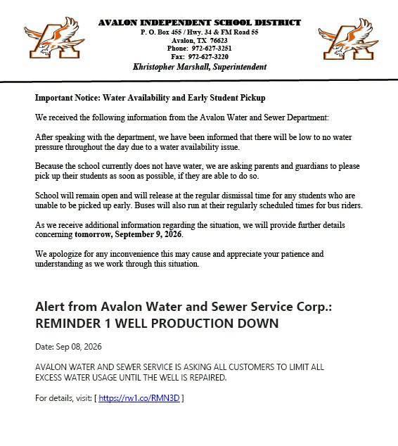 EARLY RELEASE DUE TO WATER SHUT DOWN! Featured Photo