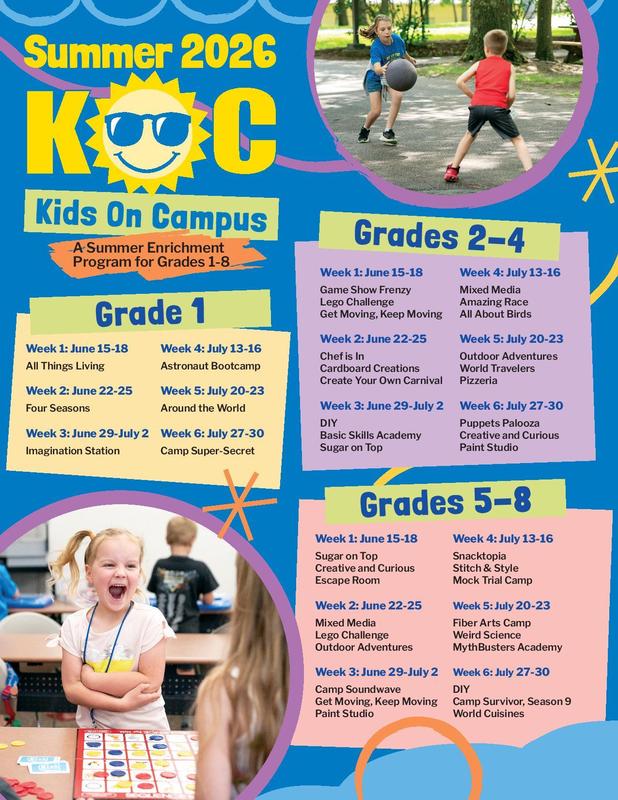 Summer 2026 Flyer for Kids on Campus at BC3