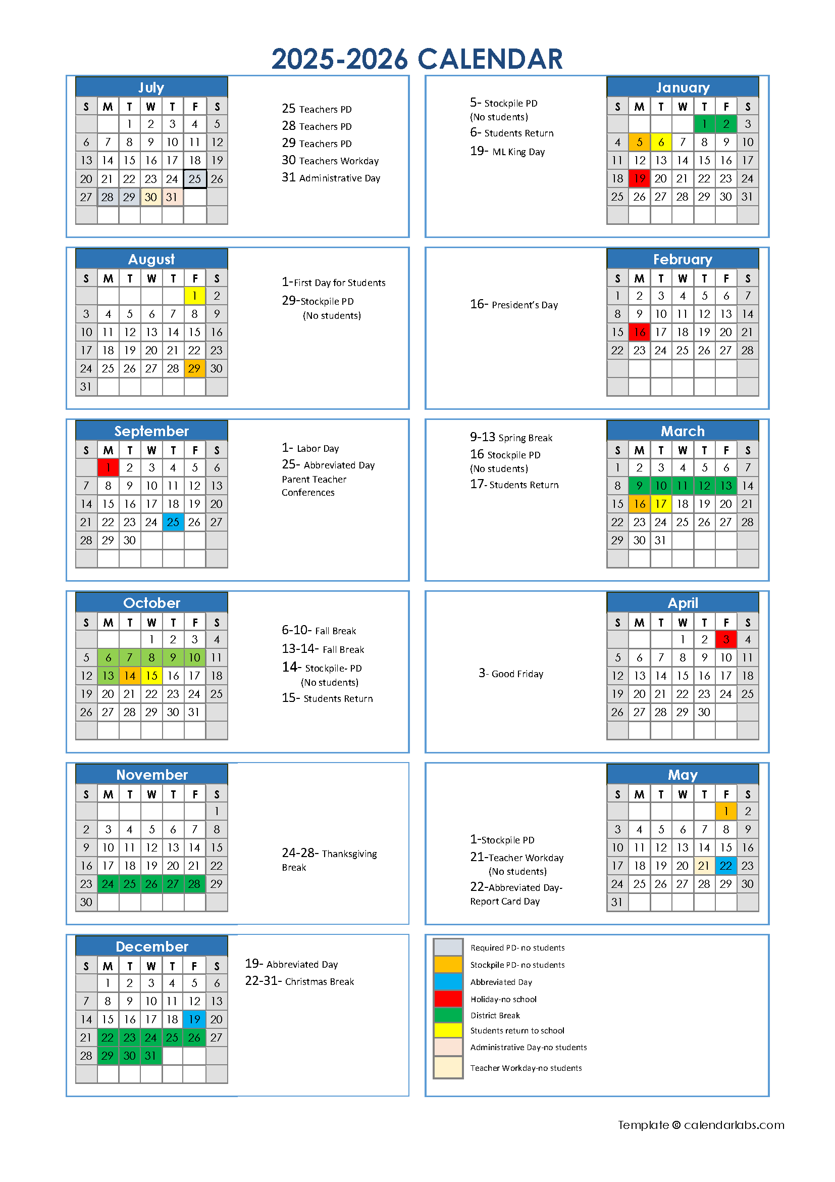 Approved school calendars for the 2025-26 and 2026-27 school years | Lebanon Special School District