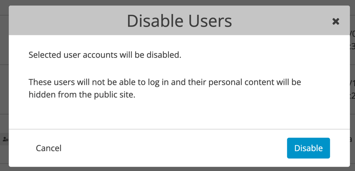 disable modal