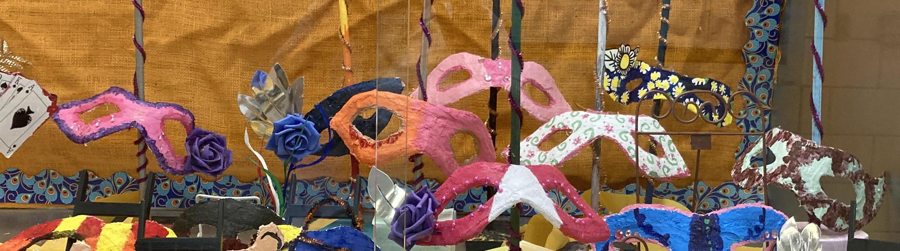 Plaster masks 7th & 8th grade art students