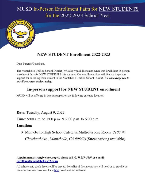 Enrollment Fair Flyer Montebello High School