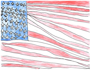 Scholar drawing of American Flag