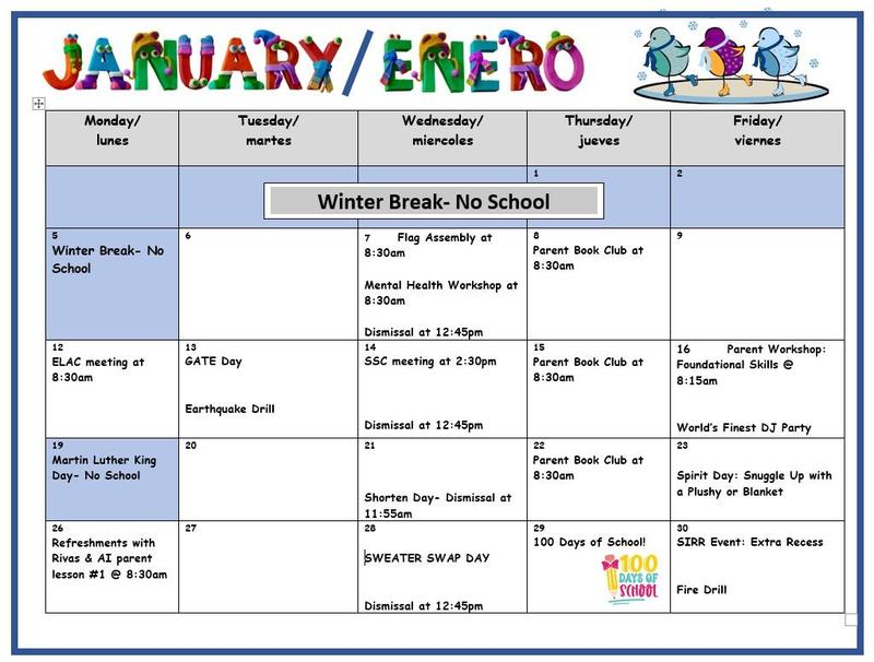 January Calendar
