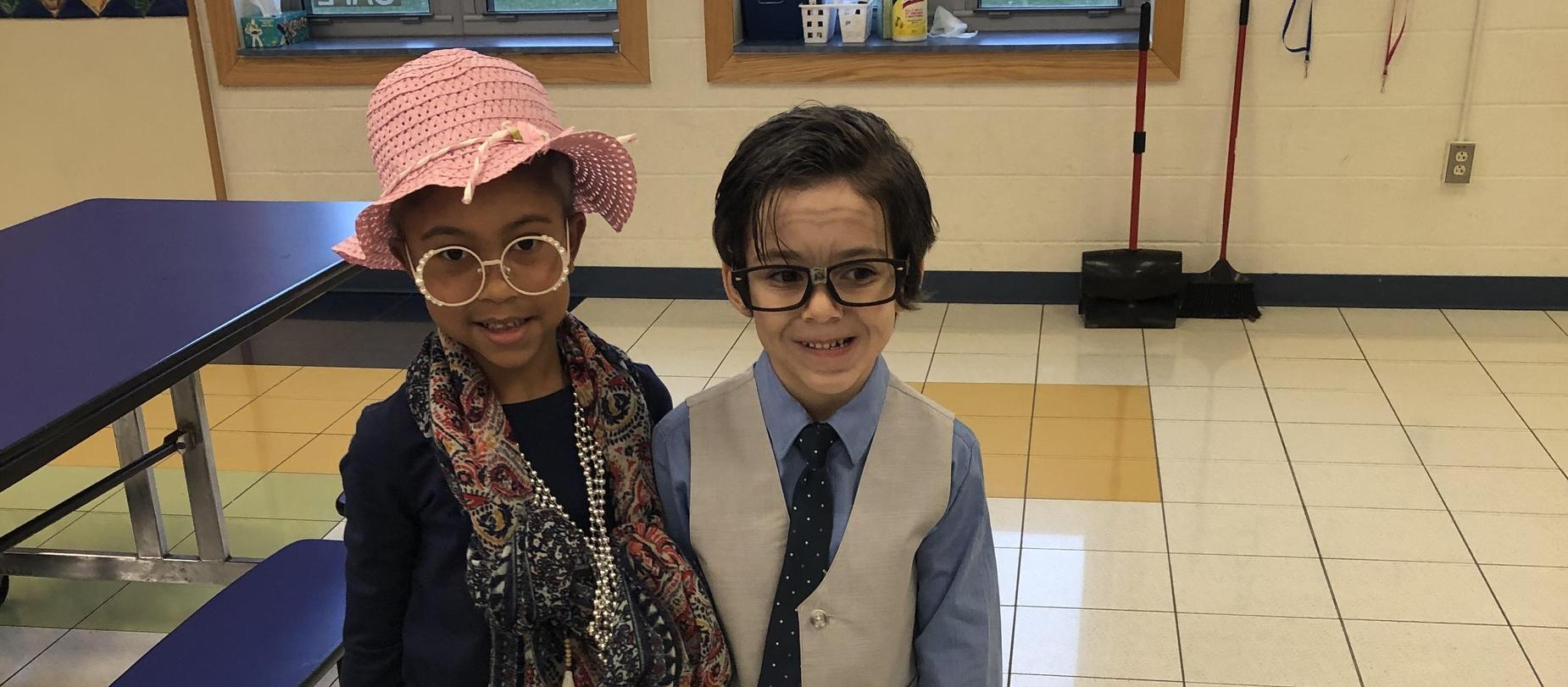 students dressed as 100 years old