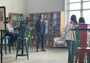 Man prepares for photo shoot