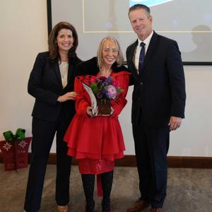 Dr. Kirschinger, Gale Hill (volunteer of the year) and Dr. Pyle