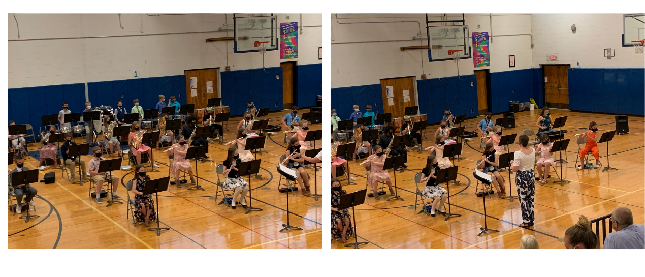 5th grade band students performing in the gym