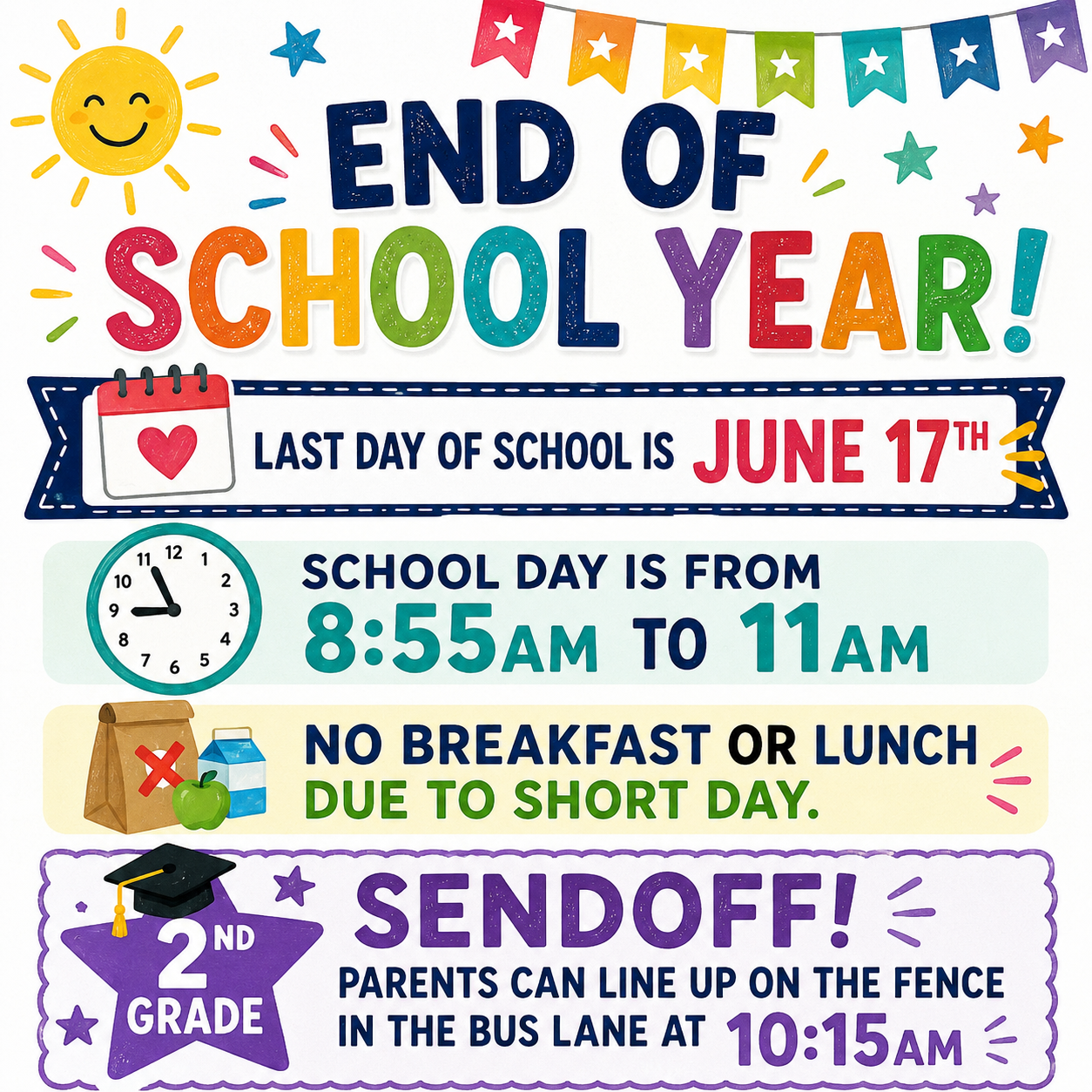 Last day of school info.
