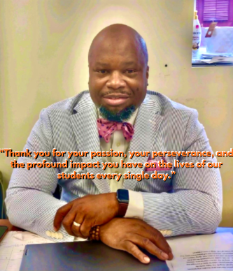 Principal Sean with appreciation quotation