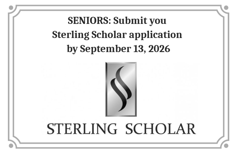 Submit your application for sterling scholar before September 13th.