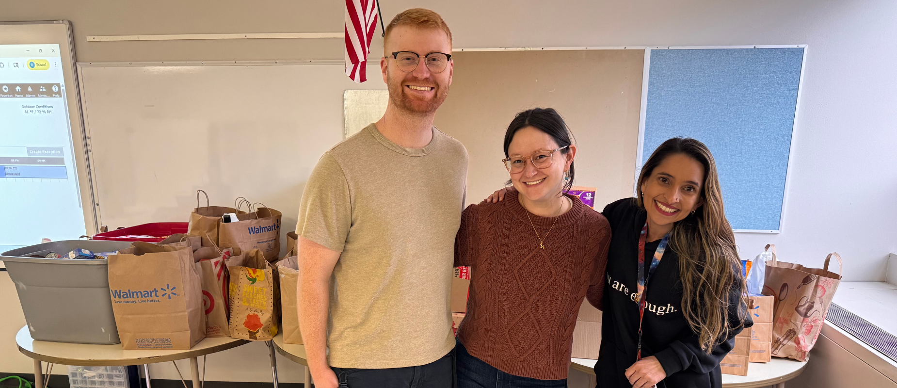 Principal & counselors food drive for students!